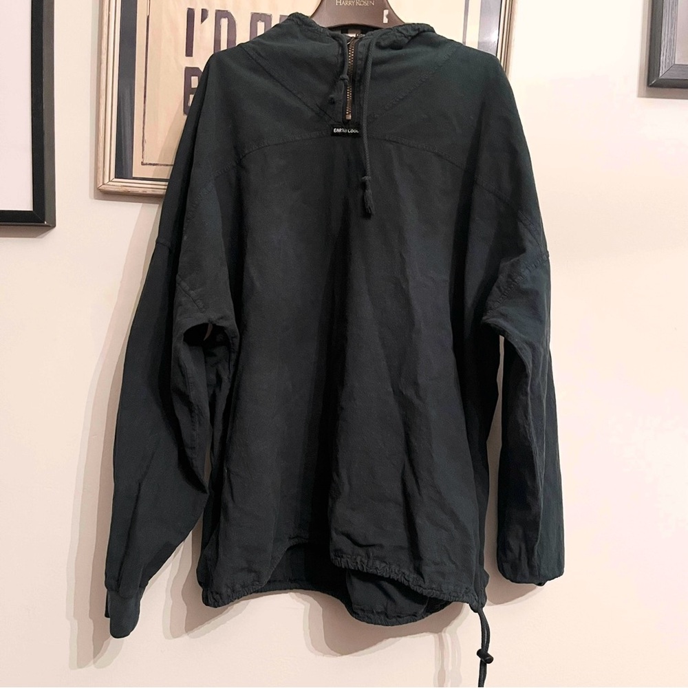 Vintage 1990s Earth Cool Green 1/4 Zip Cotton Beach Surf Pullover Size M